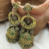 Unique Yellow Gold Tone Dome Shaped Jhumkas