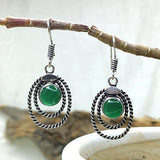 Oval Gemstone Dangle Drop Earring