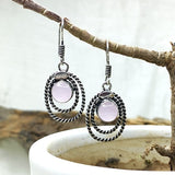 Oval Gemstone Dangle Drop Earring