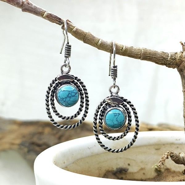 Oval Gemstone Dangle Drop Earring