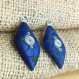 Diamond Shaped Blue Clay Earrings