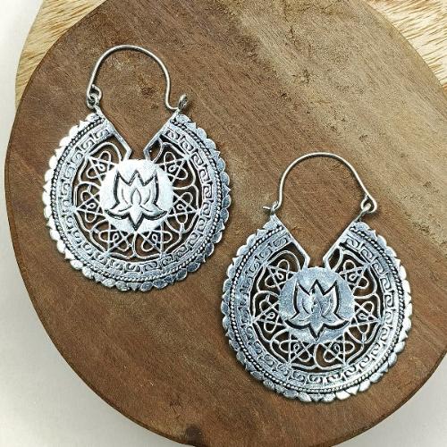 Lotus Design Hoop Earrings