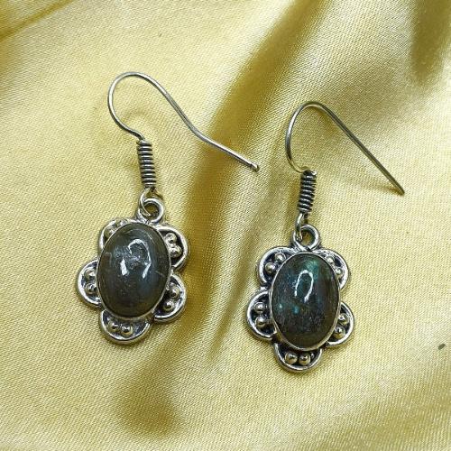 Oval Labradorite Stone Earrings