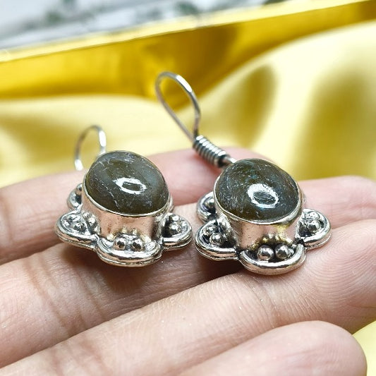 Oval Labradorite Stone Earrings