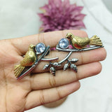 Dual Tone Bird Earrings