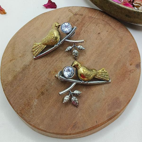 Dual Tone Bird Earrings