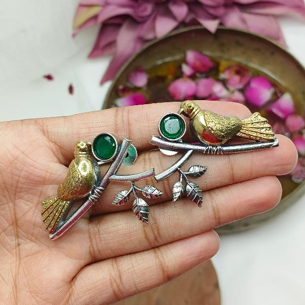 Dual Tone Bird Earrings