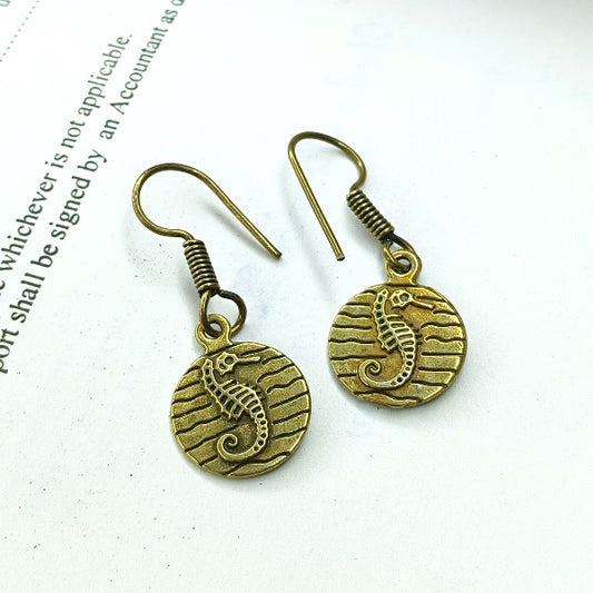 Dragon designed gold plated drop earrings