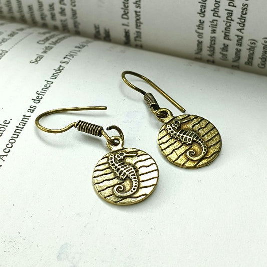 Dragon designed gold plated drop earrings