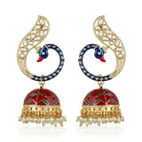 Red Peacock Design Earring