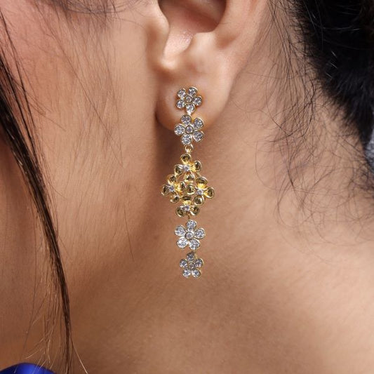 Dainty Floral Diamond Drop Imitation Earring