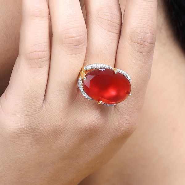 Huge Ruby Diamond Imitation Ring