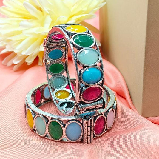 Boho Multi Color Stone Kada Bangle