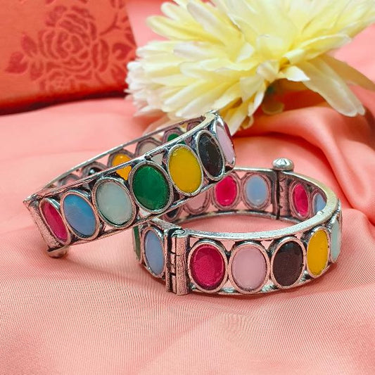 Boho Multi Color Stone Kada Bangle