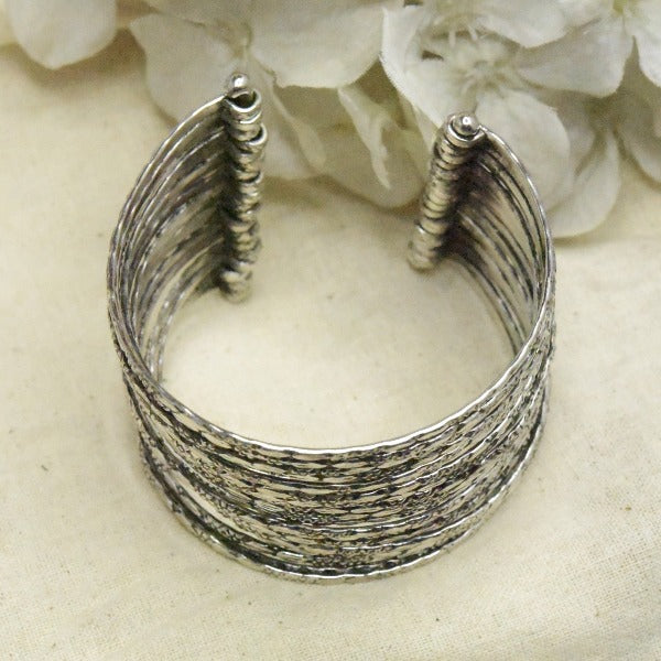 Boho Silver Cuff Bangle For Women & Girls