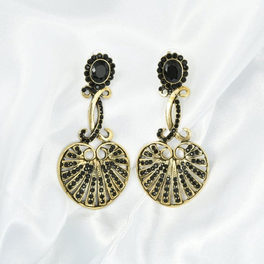 Victorian Drop Black Stone Earrings