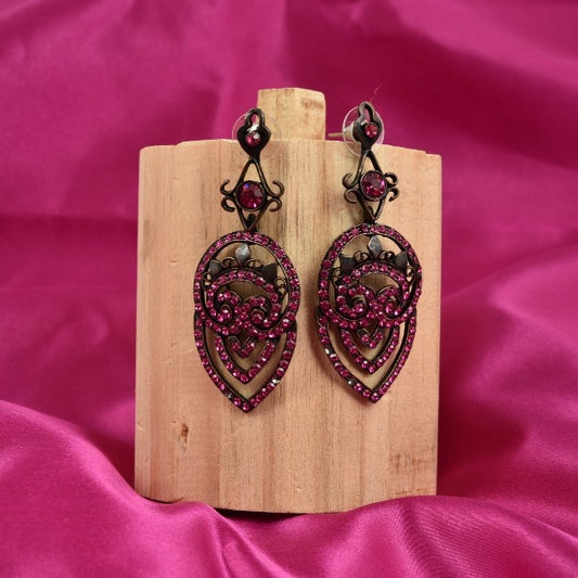 Pink Stone Antique Finish Danglers