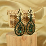 Green And Gold Drop Earrings