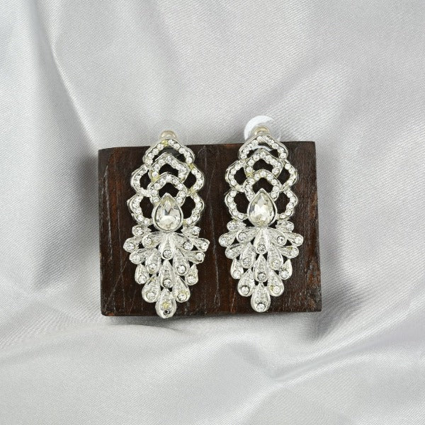 White Stone And Silver Metal Earrings