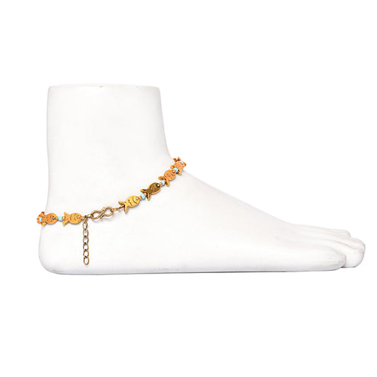Gold Plated Fish Charm Anklet