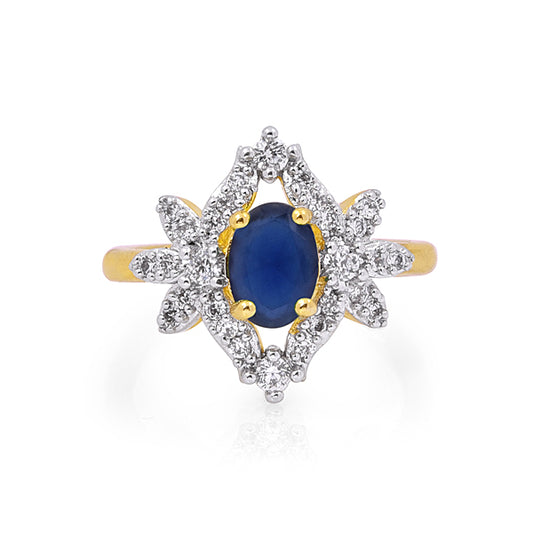 Flower Imitation Ring With Shimmering Stone