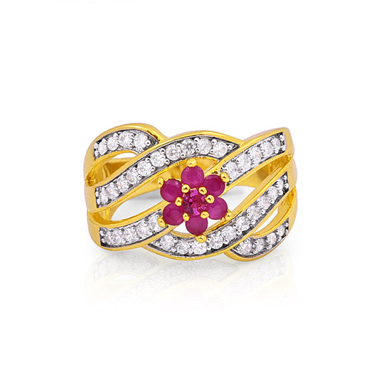 Flower Shape Stone Designer Ring