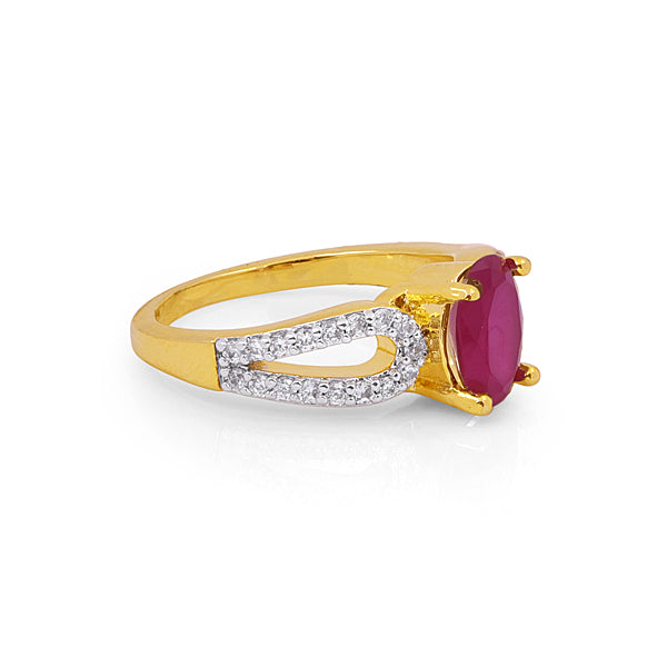 Oval ruby ring yellow gold plated | D-Carats