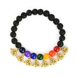 Black Lava Beads Bracelet With Charms