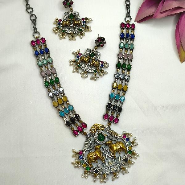 Multi Color Stone Necklace Set