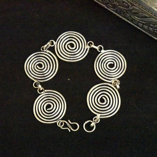 Silver Spiral Necklace Earring Bracelet Set