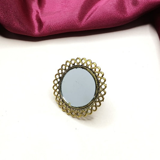 Gold Plated Adjustable Mirror Ring