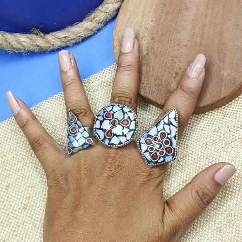 Triangle Shape Clay Adjustable Ring