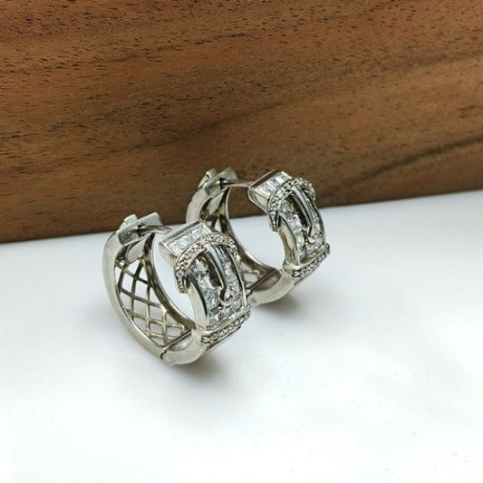 Channel Setting Cubic Zirconia 925 Silver Earrings For Women