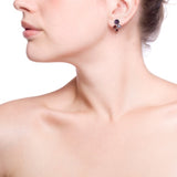 Silver Multi-color Quartz Stud Earring