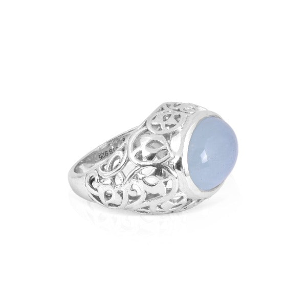 Pale Blue Stone Silver Filigree Ring