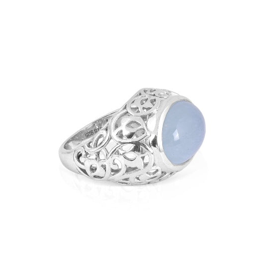 Pale Blue Stone Silver Filigree Ring