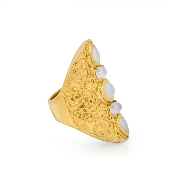 Bohemian Style 18K Gold Plated Filigree Silver Ring