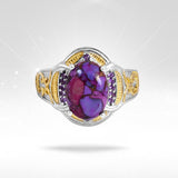 Purple Crackle Quartz Stone Silver Ring