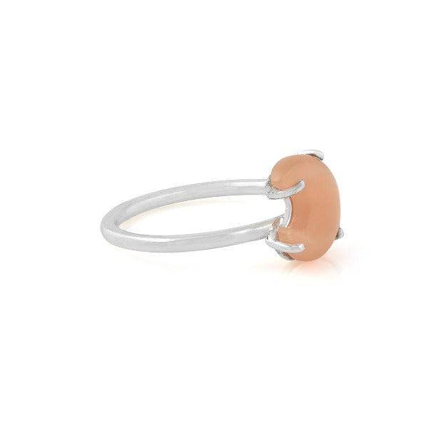 Peach Color Half Moon Shaped Stone Ring