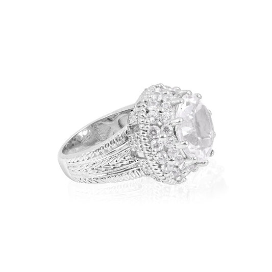 Sparkling White CZ Solitaire 925 Silver Ring