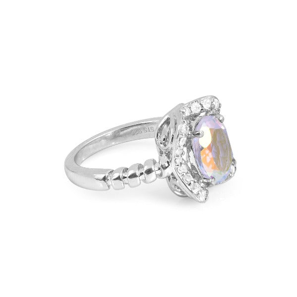 Sterling Silver CZ Solitaire Halo Ring Band