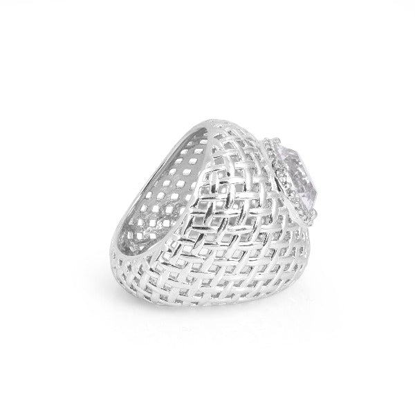 Filigree Work Basket Weave 925 Silver Ring