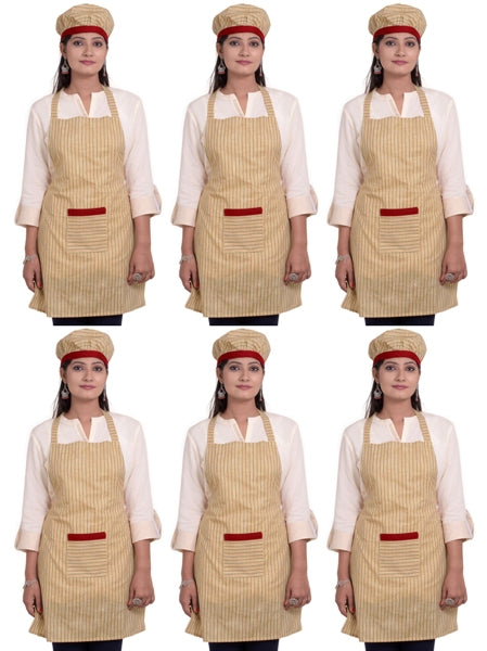 Unisex Kitchen Apron with Cap and Front Pocket