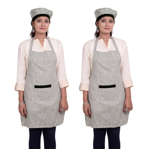 Multi-color Textured Unisex Kitchen Apron with Cap and Front Pocket