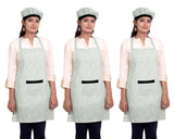 Striped Grey Unisex Kitchen Apron with Cap and Front Pockets