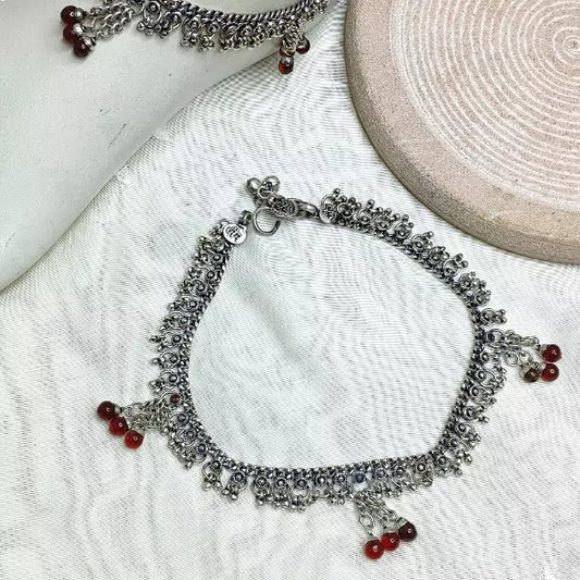 Oxidized Silver Anklet For Women