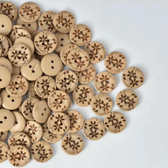 Light Brown Color Wood Button