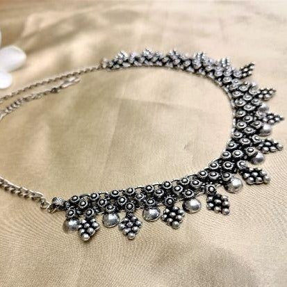 TEEJH Women Silver & Black Silver-Plated Oxidized Choker Necklace -  Absolutely Desi