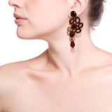 Moss Maroon Stone Dangle Earrings