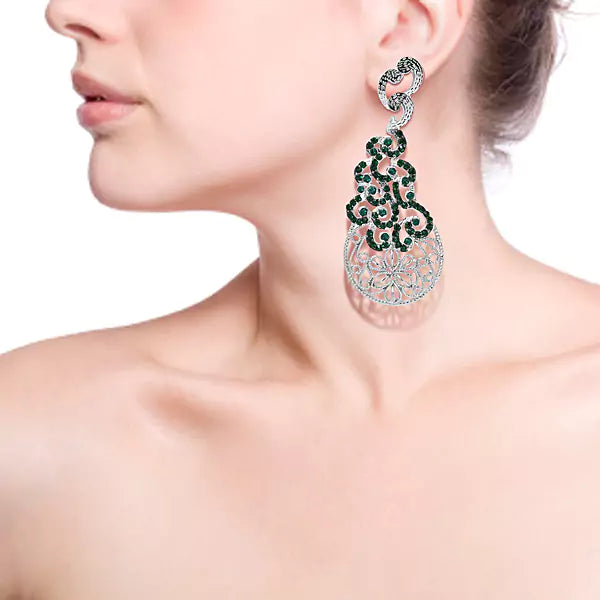 Long silver metal earrings